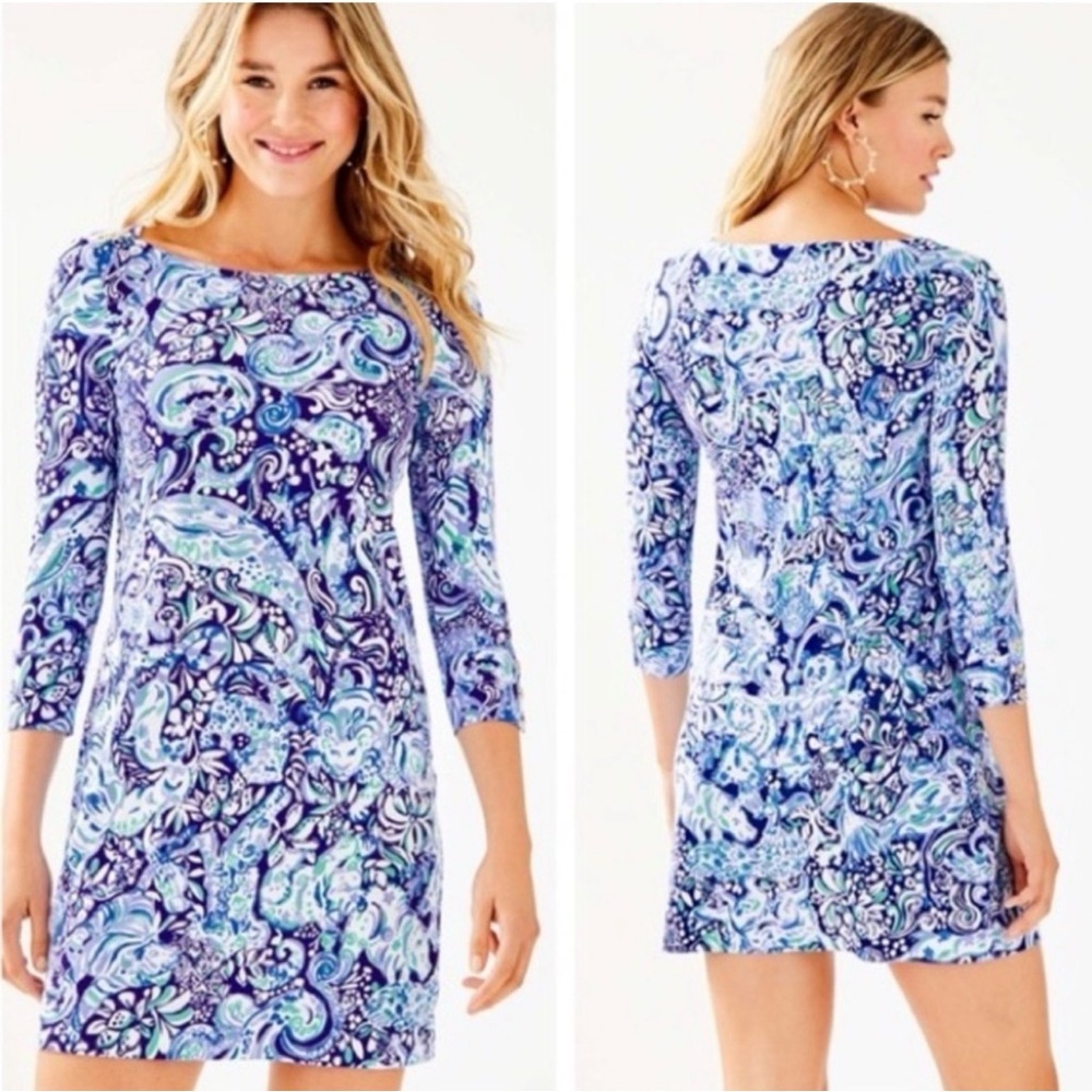 Lilly Pulitzer UPF 50+ Sophie Dress in Royal purple 60 Animals size large NWT